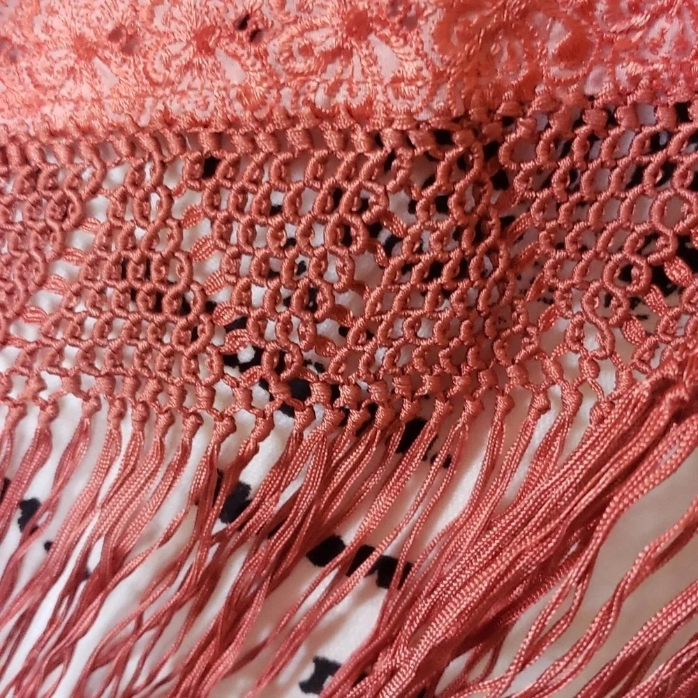 Little Jouneys Chicago coral embroidery eyelet wrap shawl